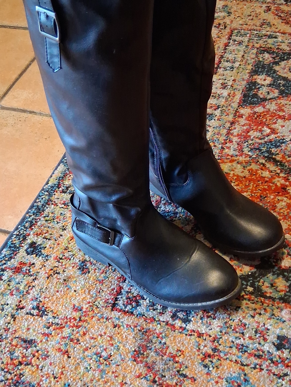 Classic Black Women's Knee-High Wedge Boots